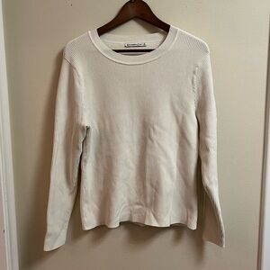 Abercrombie & Fitch Women's Ivory Cream Long Sleeve Top Ribbed Heavy Stretch XL